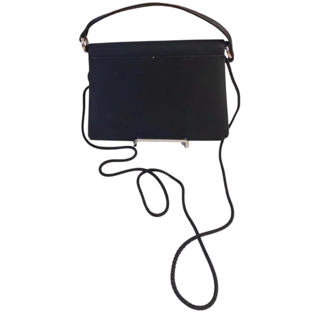 INDEED Black Satin Mini Bag w/Bow & Rhinestone Beading, Vintage. GUC - Picture 5 of 13
